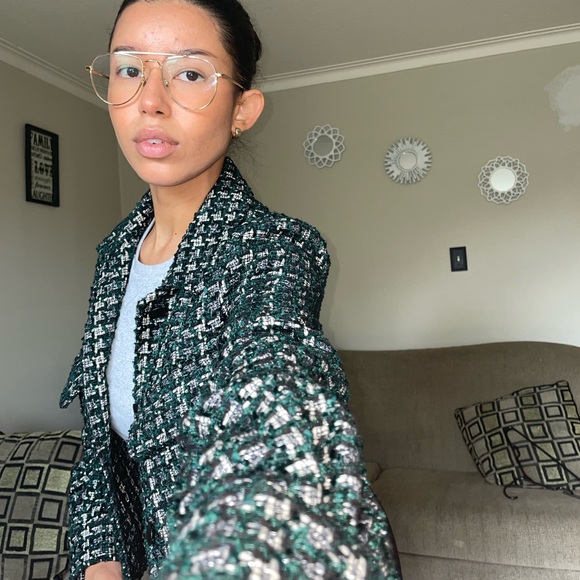 Mango Tweed Style Jacket With Collar - Picture 7 of 10